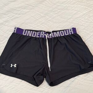 Under Armour Women's Grey and Purple Athletic Shorts